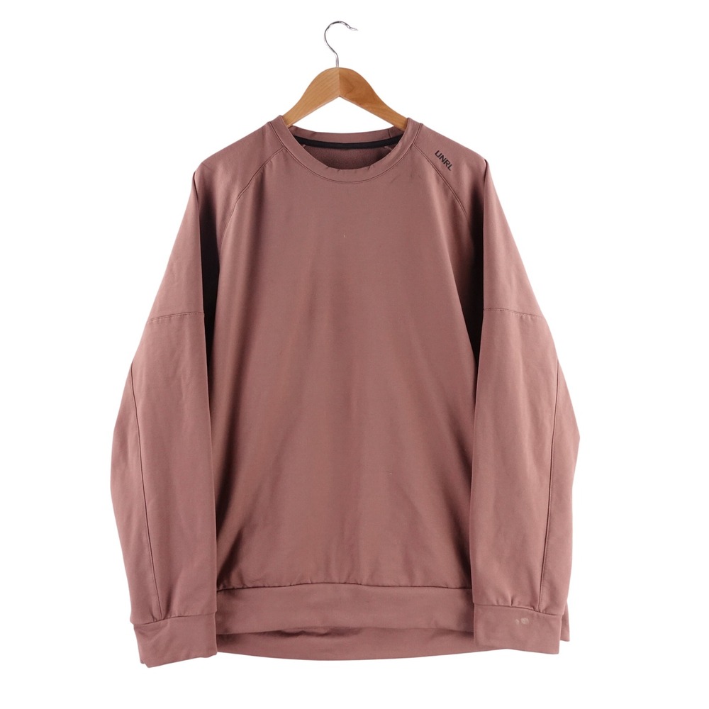 UNRL Mens L Crewneck Sweatshirt Mauve Pink Performance Pullover Fleece Lined
